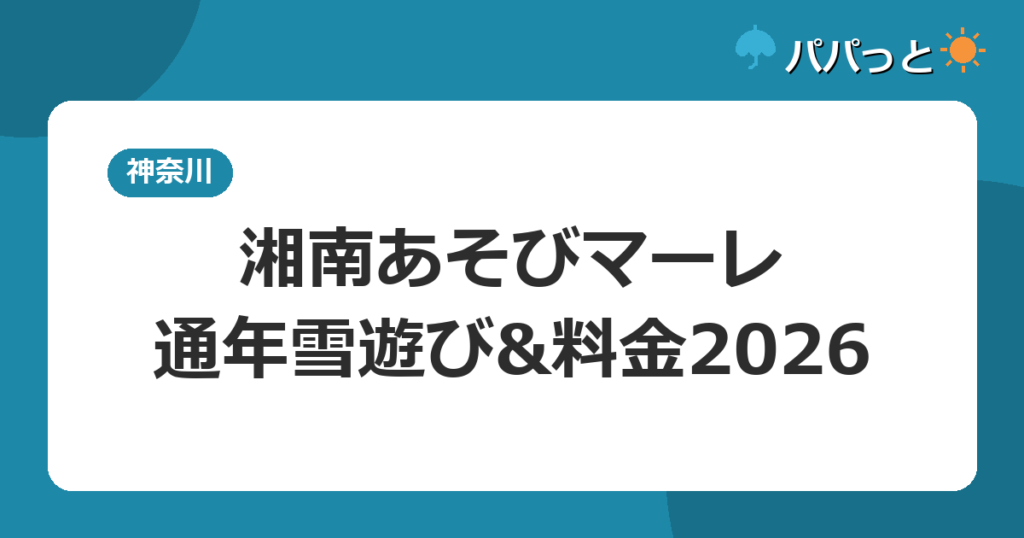 湘南あそびマーレの料金2026|365日雪遊びの屋内遊園地