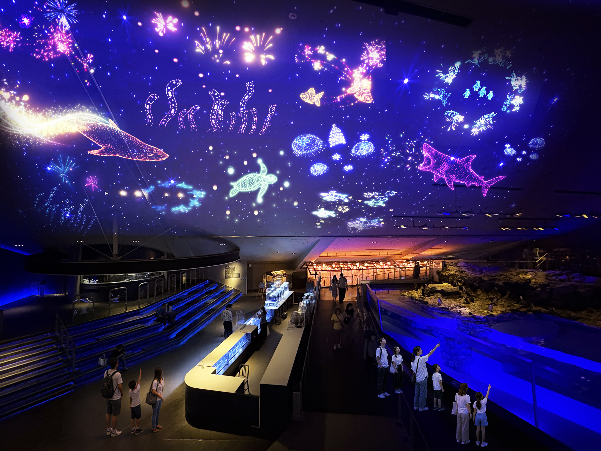 すみだ水族館の幻想的な大水槽エリア